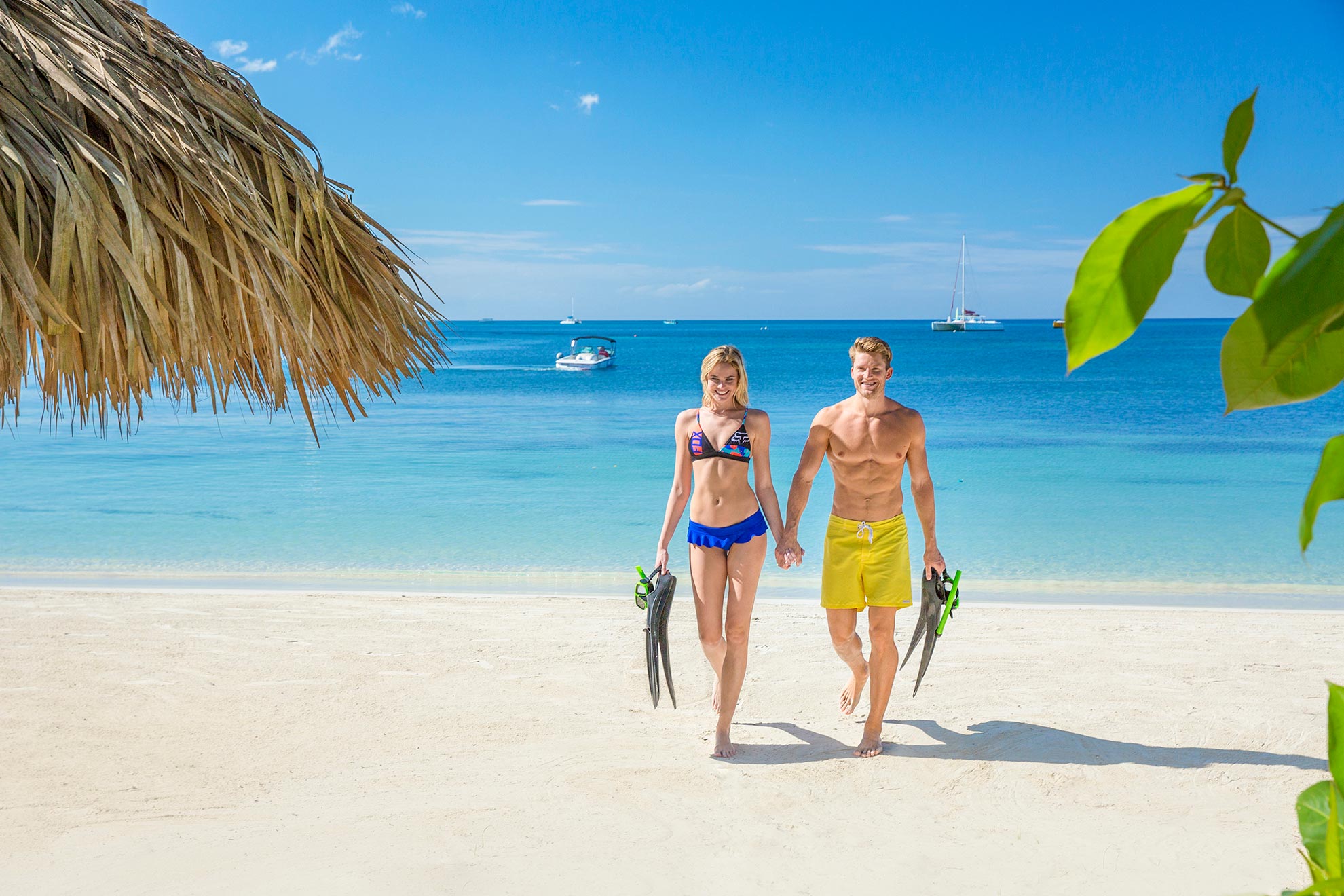 Couple on a Bahamian beach