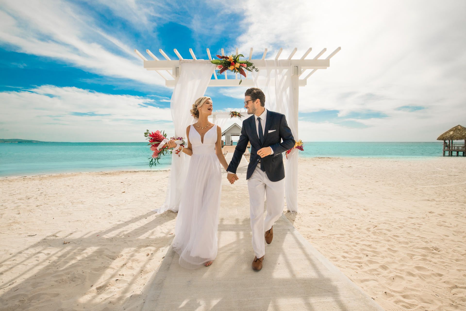 Couple getting married on beach