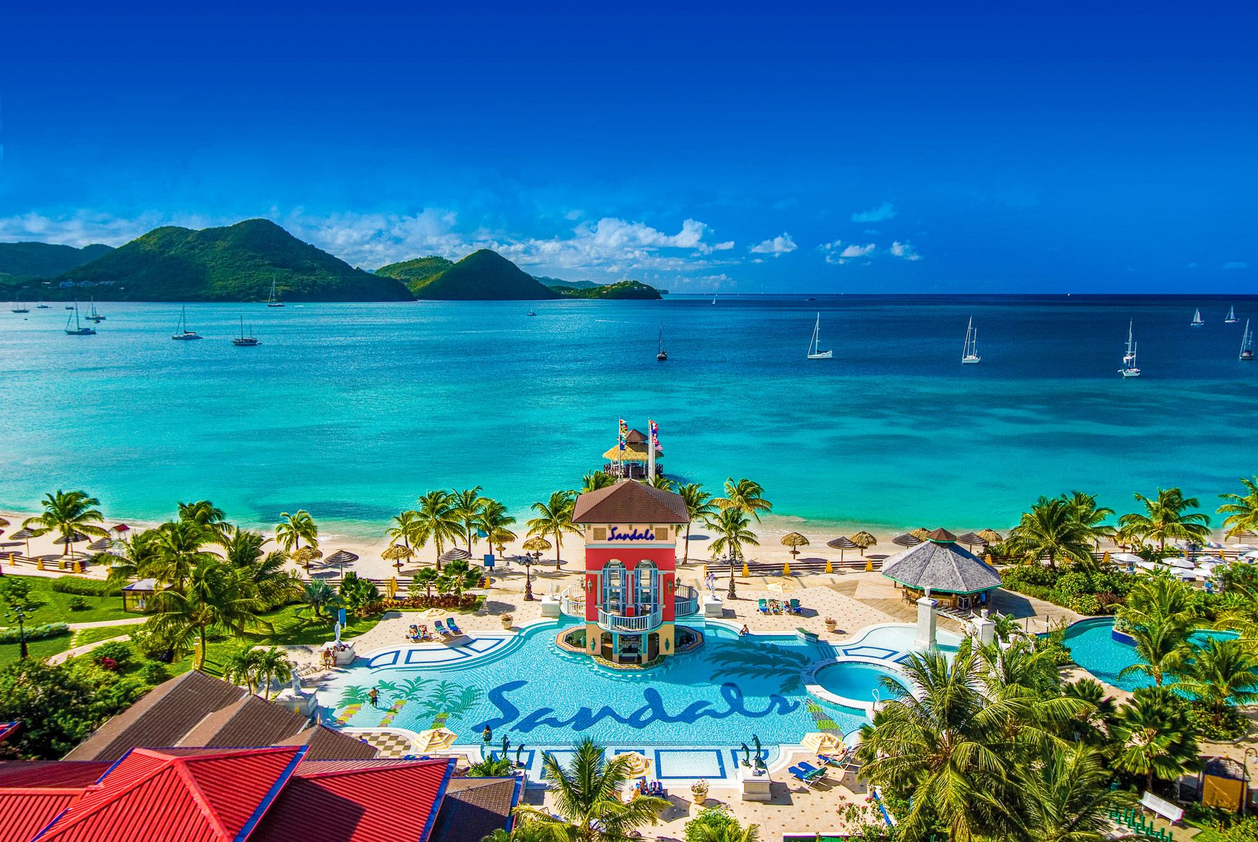 SGL Sandals Grande St Lucia Main Pool Overview