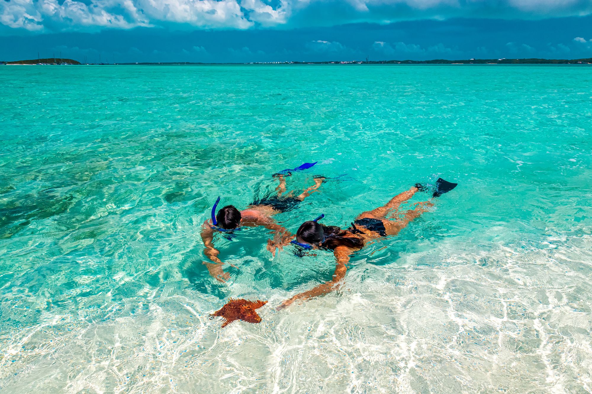 Bahamas Couple Snorkel Beach