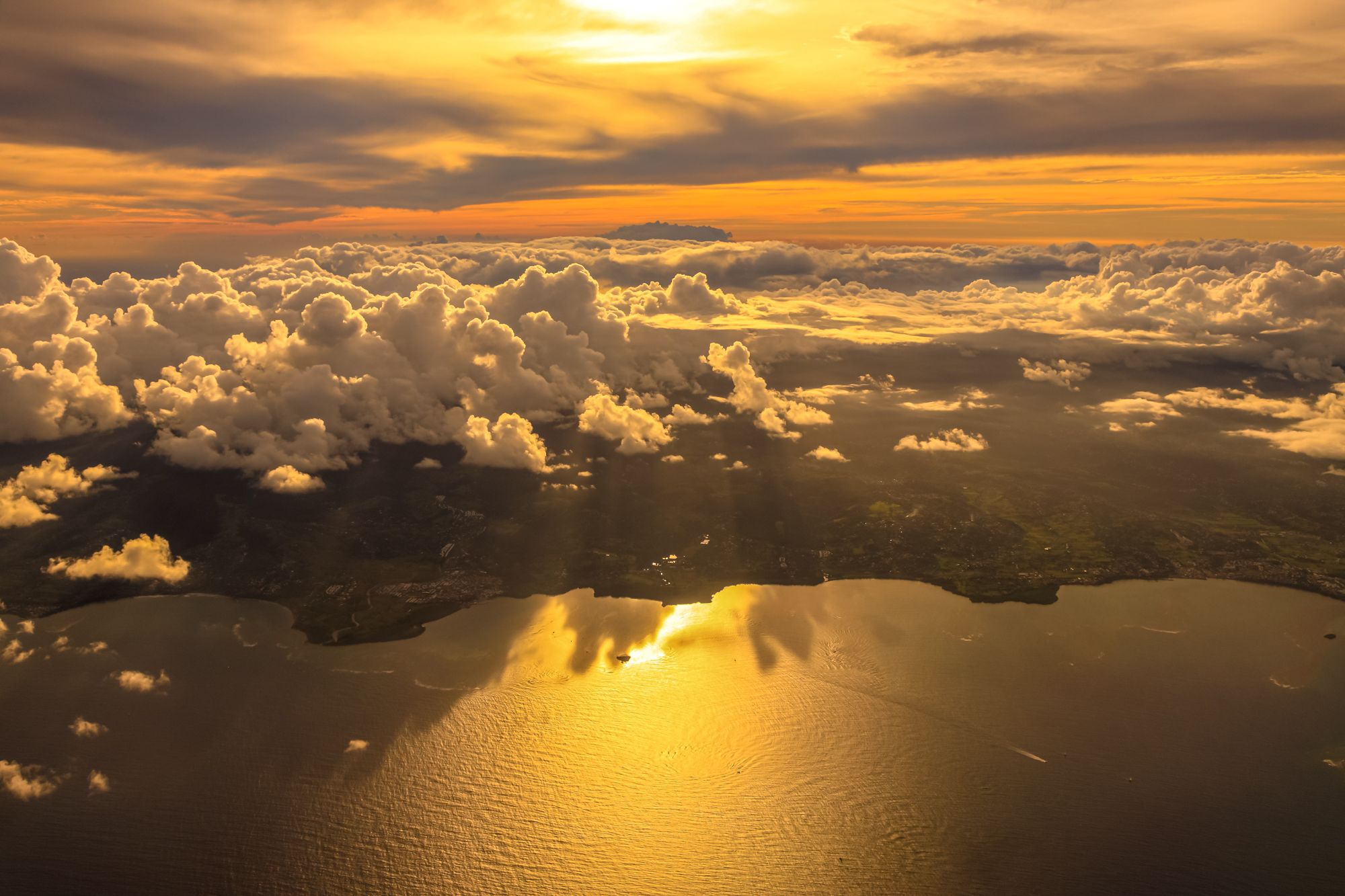 Flying Over Antigua Sunset