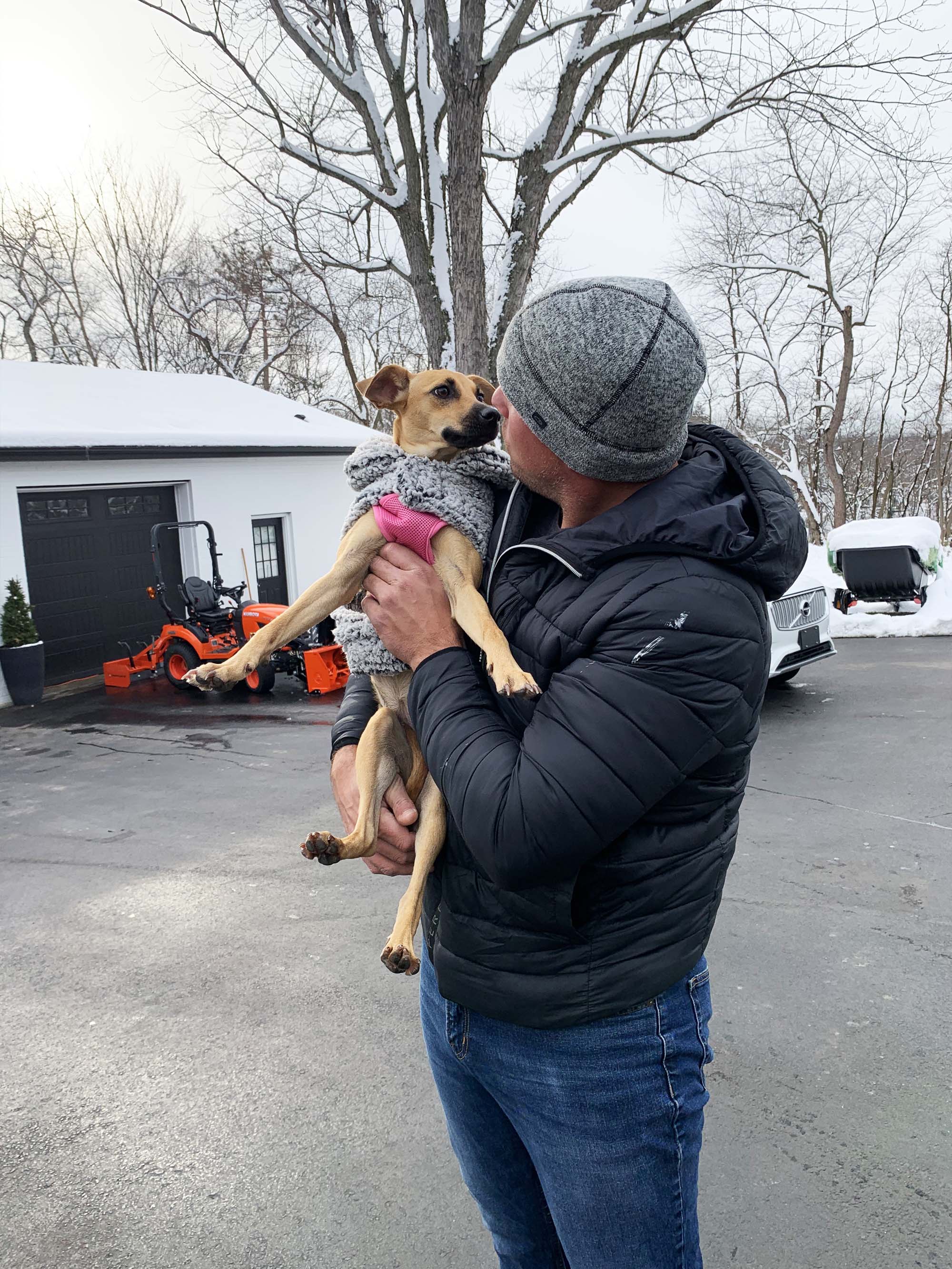 Sandy the dog with her new family