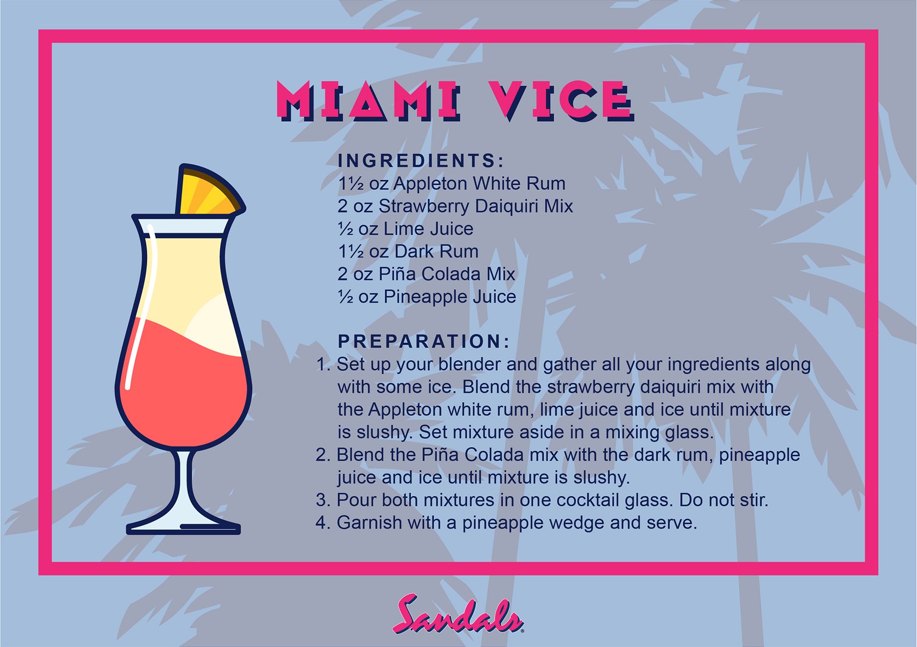 Sandals Cocktail Cards Small Miami Vice Post