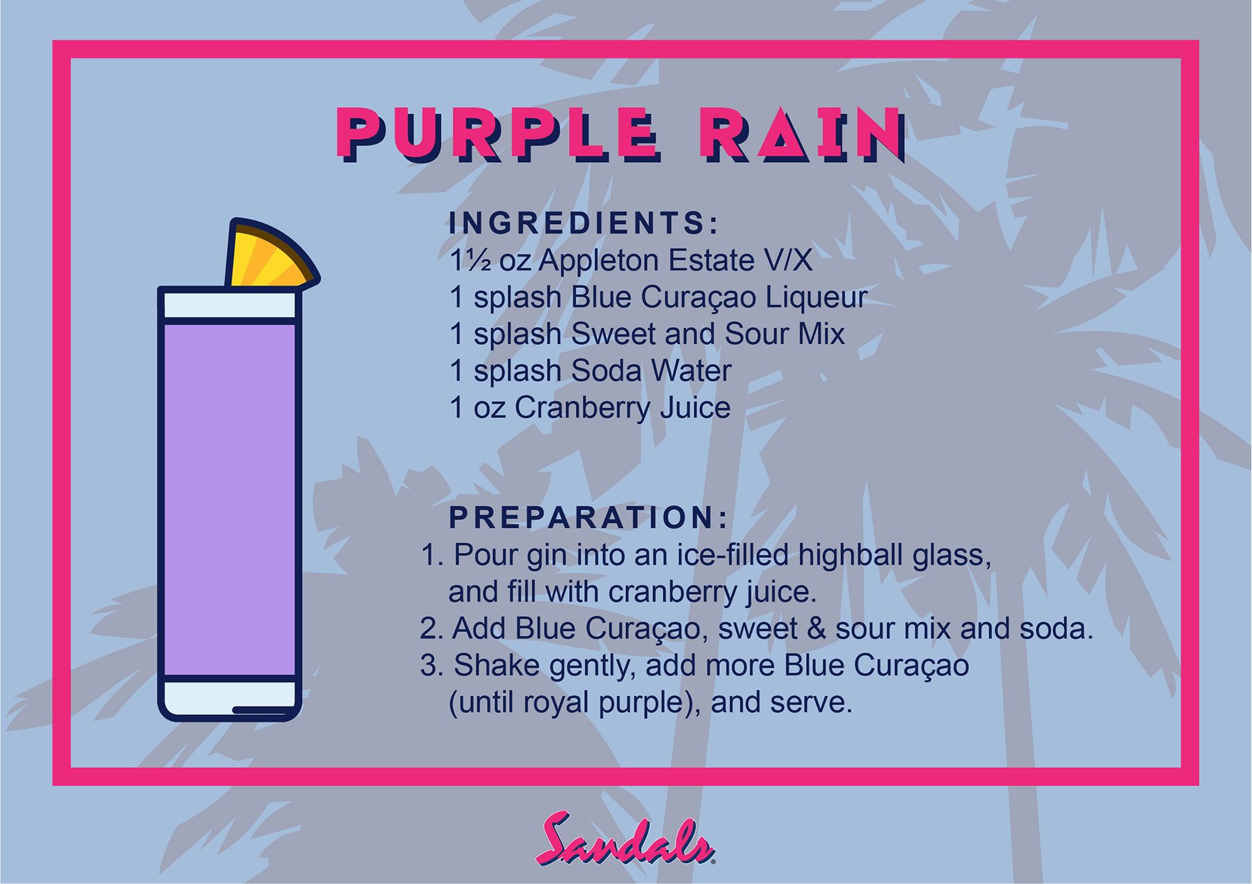 Sandals Cocktail Cards Small Purple Rain Post