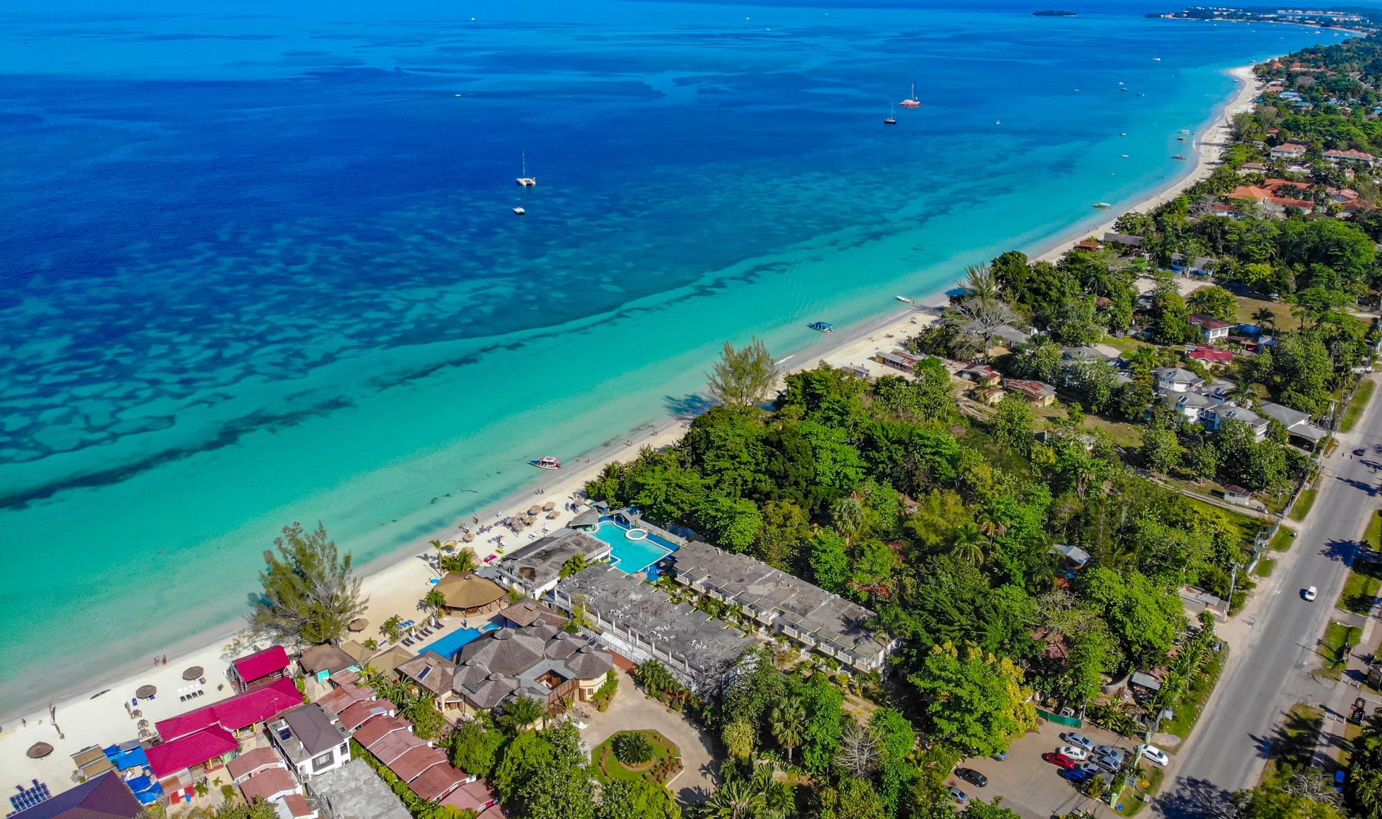 Aerial View Seven Mile Beach Negril Jamaica