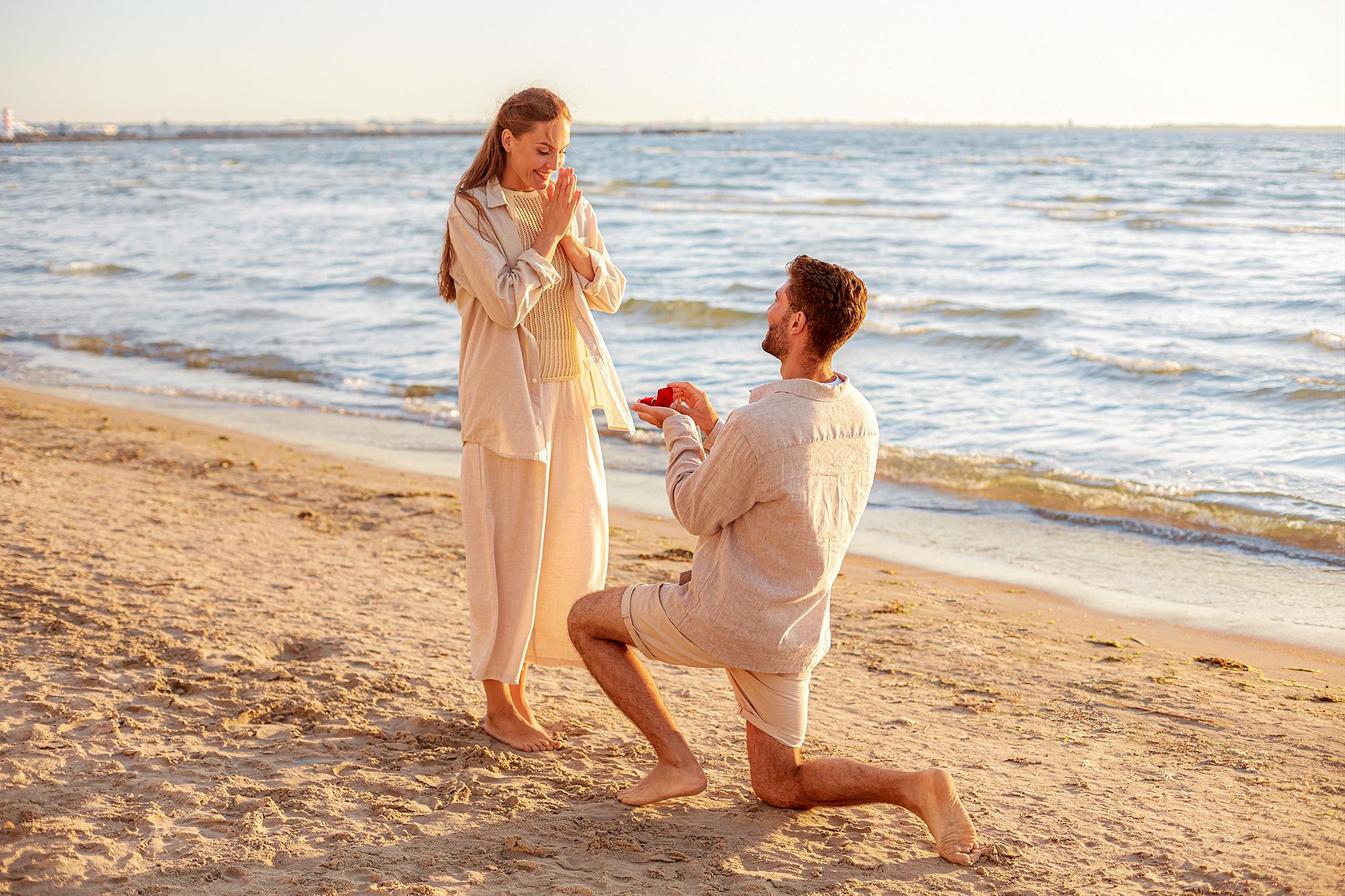 Beach Sunset Marriage Proposal