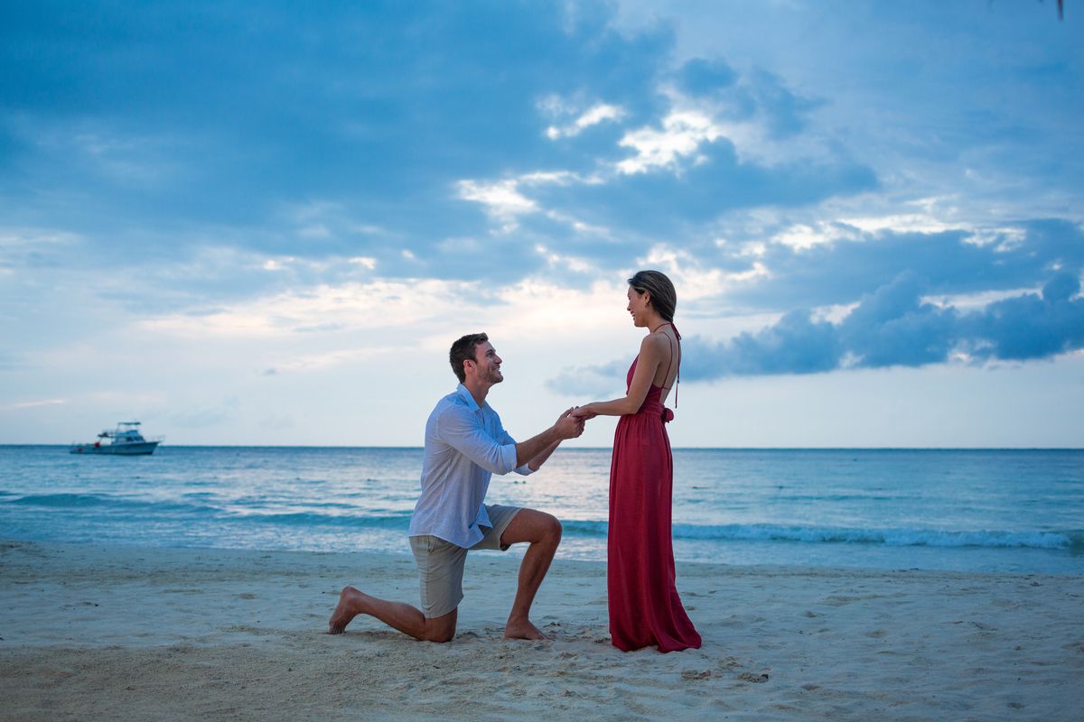 couple proposal at sandals south coast