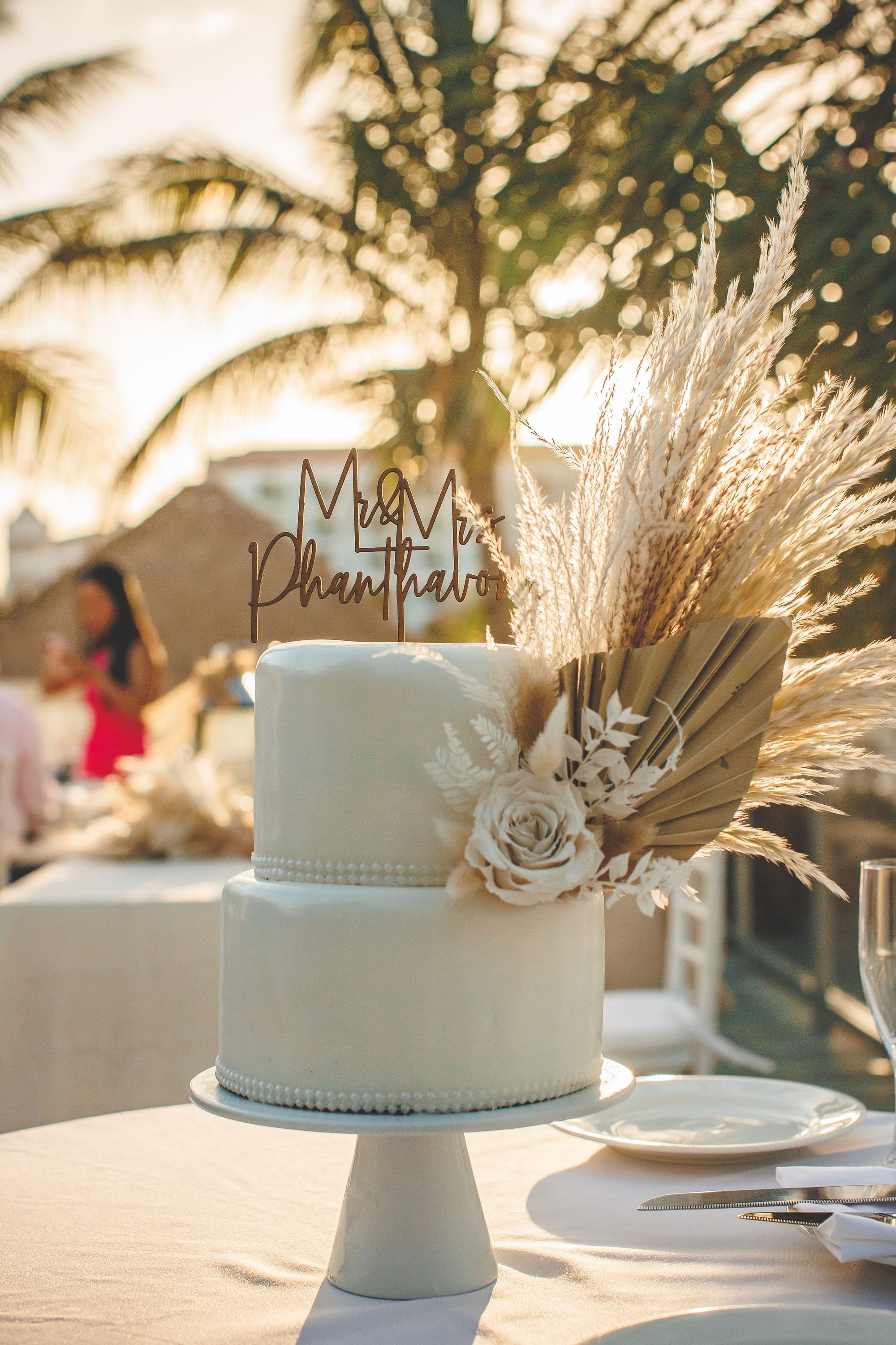 blissful beach wedding cake at sandals