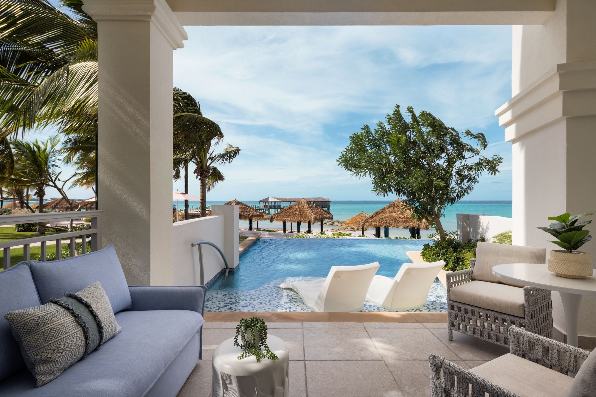 Oceanview patio suite at Sandals Royal Bahamian in Nassau Bahamas